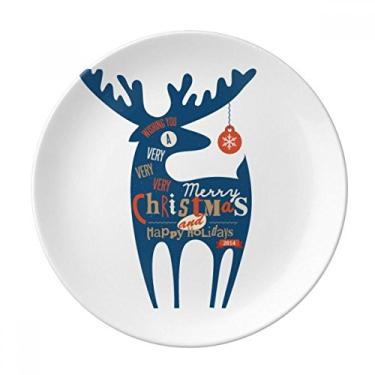 Imagem de Prato de Natal de cervo azul decorativo de porcelana Salver louças de jantar
