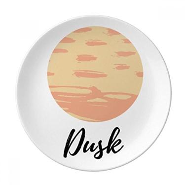 Imagem de Prato decorativo de porcelana com padrão de arte de plantas abstratas laranja salver talheres prato de jantar