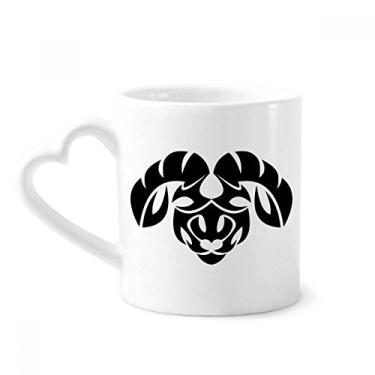 Imagem de Caneca de cerâmica com símbolo do zodíaco de Áries da Constelação Copo de coração de vidro
