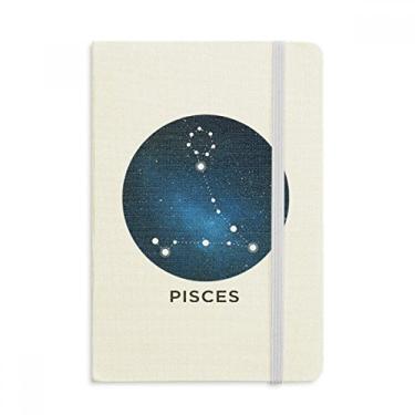 Imagem de Caderno oficial do signo do zodíaco da Constelação de Peixes, capa dura de tecido, diário clássico