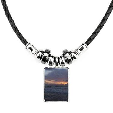 Imagem de DIYthinker Colar Ocean Sky Water Science Nature Picture Jewelry Torque Leather Rope Pendant