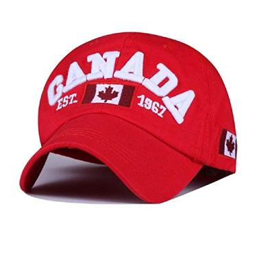 Imagem de Boné 2019 Algodão Gorras Canadá Bandeira do Canadá Chapéu Snapback Adjuatable Masculino de Beisebol Marca (Vermelho)