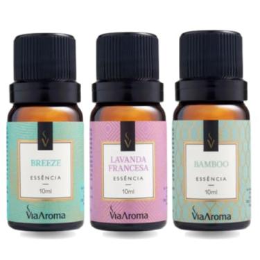 Imagem de Kit 3 Essências Via Aroma Para Aromatizador Difusor Elétrico 10ml Escolha o Seu Kit (Breeze+Lavanda Francesa+Bamboo)