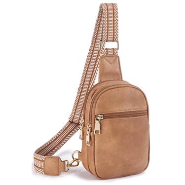 Imagem de Telena Pequena bolsa tiracolo feminina de couro vegano, pochete moderna, bolsas transversais para mulheres para viagens, 1 marrom camelo, Small, Bolsas de cintura modernas