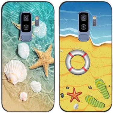 Imagem de 2 pçs praia mar concha estrela do mar impresso TPU gel silicone capa de telefone traseira para Samsung Galaxy todas as séries (Galaxy S9 Plus / S9+)