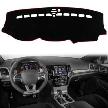 Imagem de KEEGTBOX Capa de painel de painel de console central interior personalizado compatível com Jeep Grand Cherokee 2011-2021 capas de tapete de painel acessórios (aro vermelho)