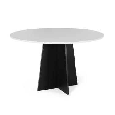 Imagem de Mesa De Jantar Redonda 4 Lugares 90cm Isabela Branco/preto - Straub Web