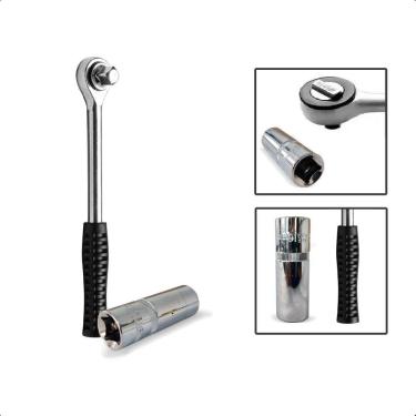 Imagem de Kit Chave Catraca 1/2 + Soquete 1/2 Magnético 16Mm Saca Vela