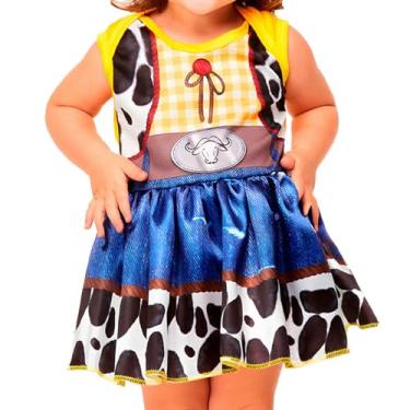 Imagem de Fantasia Bebe Menina Vestido Xerife Country Boiadeira de 0 a 1 ano (Amarelo, GG 9-12 Meses)