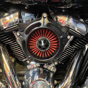 Imagem de Para harley davidson Sportster filtro de ar street road glide M8 softail dyna 103 107 entrada de ar Road King touring (OPS Black - Red -Black spike, Model D: Softail 18up, Touring M8 17up)