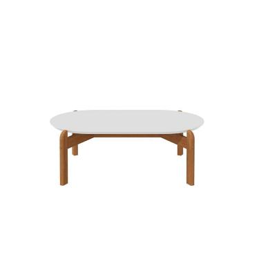 Imagem de Mesa de Centro Sala Lizz Oblonga com Pés de Madeira Maciça
