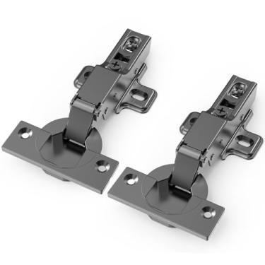 Imagem de Chibery Dobradiças de fechamento macio de 1,27 cm sobreposição, 20 peças, placa de encaixe, 105 graus, hidráulica silenciosa, dobradiça oculta europeia sem moldura preta para porta de armário de cozinha, guarda-roupas e estantes