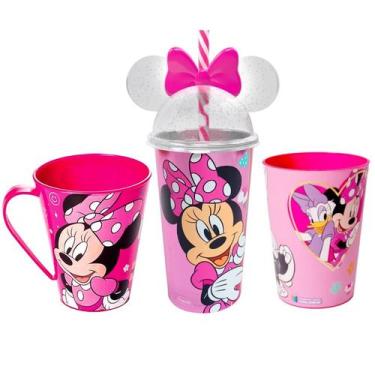 Imagem de Coleção Minnie com Copinho Caneca e Copo com Orelhas Kit 3 Peças - Pla