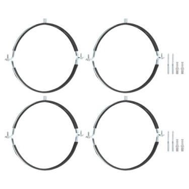 Imagem de uxcell 4 peças de braçadeira de suporte de tubo ajustável, suporte de tubo de ferro galvanizado de 254 mm para montagem no teto de parede com parafuso e tubo de expansão para tubo de tubo