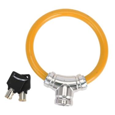 Imagem de Hihaha Cadeado de bicicleta com chave/cabo de anel portátil antifurto para bicicleta de montanha, bicicleta de estrada/mini anel de liga ABS PVC 39 cm/1 peça laranja