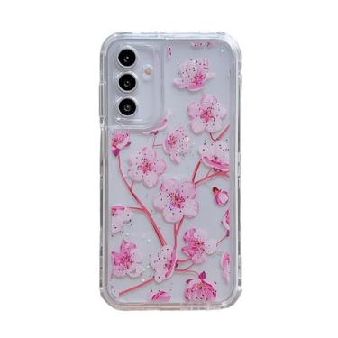 Imagem de Capa transparente floral 3 em 1 para Samsung Galaxy A35 5G, 3 camadas slim fit flores coloridas padrão 3D bonito feminino estética tendência à prova de choque capa feminina de corpo inteiro para