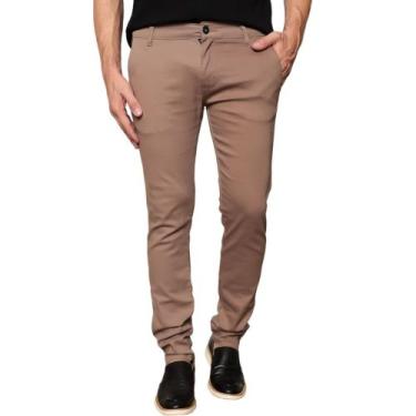 Imagem de Calça Social Sarja Slim com bolso embutido - Mitchelgutto, Caqui, 38