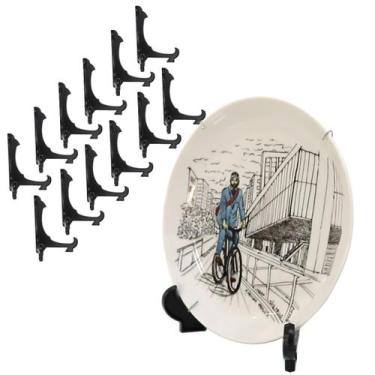 Imagem de Kit 12 Peças Suporte Para Pratos e Azulejos Preto 15cm - AC