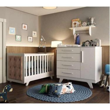 Imagem de Conjunto para Quarto de Bebê com Cômoda de Bebê Berço com Capitone e P