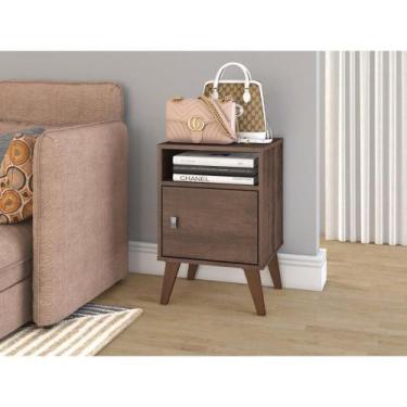 Imagem de Mesa de Canto com 1 Porta e 1 Nicho - Rústico - Movelbento, Marrom