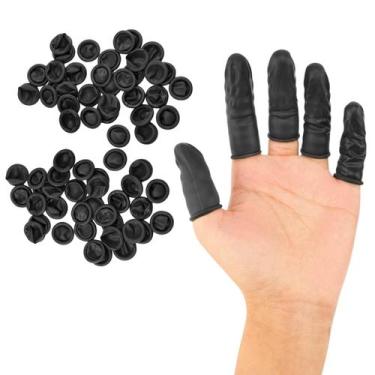 Imagem de Kit 50 Dedeira Látex Preta Manicure Cozinha Multiuso Luva de Dedo Desc