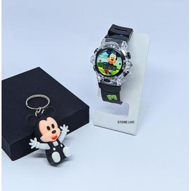 Imagem de Kit Relógio Infantil Digital Pisca Luz Led + Chaveiro Personagem Mini 