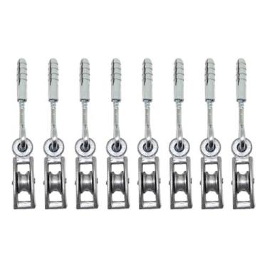 Imagem de 8 Carretilhas Roldana Simples Metal Pra Reforma Varal Teto - ROCHA