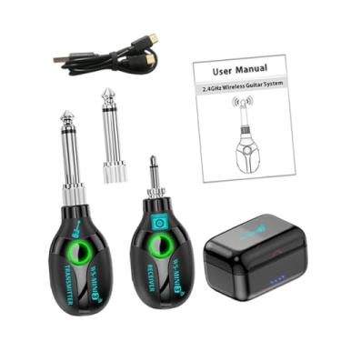 Imagem de menolana de guitarra, transmissor e receptor com caixa de carregamento, transmissor e receptor de áudio para guitarra elétrica e baixo