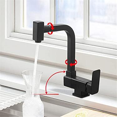 Imagem de GZZBMY Torneira misturadora de cozinha giratória 360° para janela interna, torneiras para pia de latão sólido giratórias, torneiras para pia de cozinha com água quente e fria para acessórios de instalação frontal