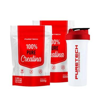 Imagem de Kit 2x Creatina 100% Pure 500g + Coqueteleira 700ml PURETECH, Neutro