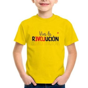 Imagem de Camiseta Infantil Viva la Revolución - Foca na Moda, Amarelo, 2