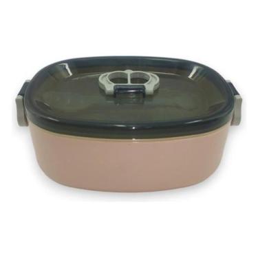 Imagem de Pote Marmita Plástica Com Tampa Divisória Vasilha - Rosa - Kadê