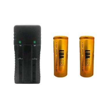 Imagem de Kit Carregador Duplo 2 Slot Mais 2 Bateria 18650, 14500 Bateria 26650,