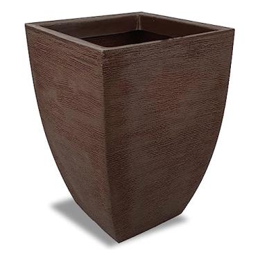 Imagem de Vaso Planta Grande Polietileno Quadrado Decorativo Luxo Casa (Marrom)