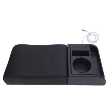 Imagem de Capa de Caixa de Braço do Console Central Com Porto de Carregamento USB e Porta -copos - Fit Car ARMEST LOUSTENDER para a Maioria Dos Veículos (Linha preta)
