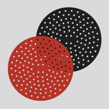 Imagem de Tapete de Silicone Protetor para Fritadeira Air Fryer Redondo Antiaderente Lavável Preto ou Vermelho 24cm