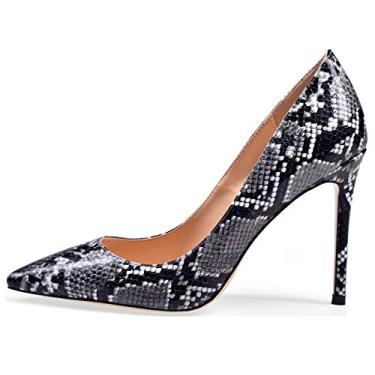 Imagem de Sapato feminino de salto alto Sapato de salto alto Sapato salto alto Sapato de salto fino Smitop, Snake Black, 5