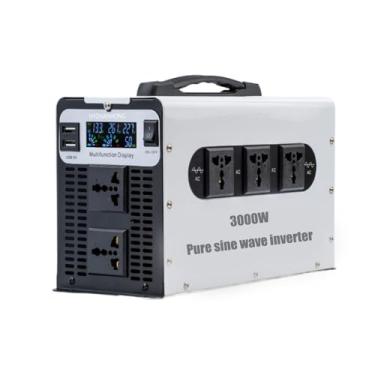 Imagem de 12V TO 220V,Inversor de potência de onda senoidal pura de 3000 watts com LCD 12V-72V DC para 110V/220V AC Car Power Inverter com 5 tomadas AC 2 portas USB