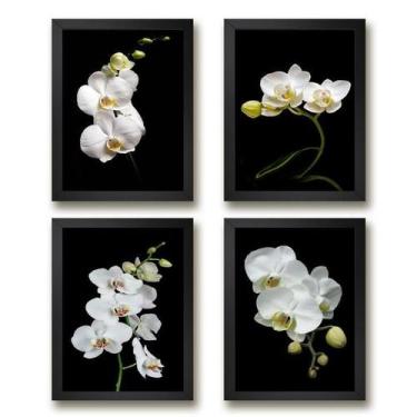 Imagem de Kit 4 Quadros Florais Orquídeas 33x24cm - Vidro - Quadros On-Line