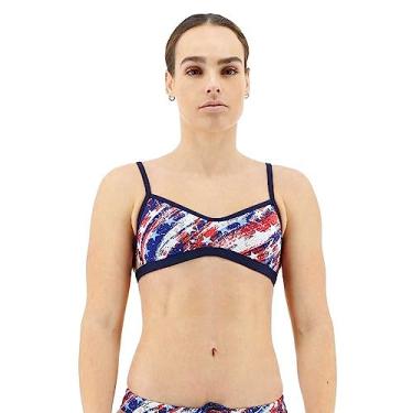 Imagem de TYR Top de biquíni feminino Mojave Tieback, vermelho/branco/azul, PP