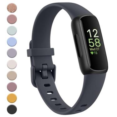 Imagem de Meliya Pulseiras para Fitbit Inspire 3 para mulheres e homens, pulseiras esportivas de substituição de silicone macio ajustáveis compatíveis com Fitbit Inspire 3 Fitness Tracker (meia-noite)