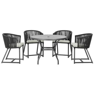Imagem de Mesa com 4 Cadeiras de Jantar Roma 100cm e Noronha em Aluminío