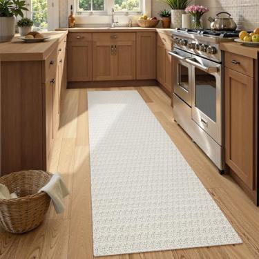 Imagem de Collive Tapete de corredor longo para corredores 6 x 20 cm lavável tapete de corredor de cozinha antiderrapante com fundo de borracha Boho corredor tapete de casa de fazenda trançado marrom para