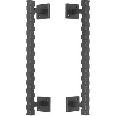 Imagem de Puxador Duplo de Aço Thor 300mm Preto Fosco Colonial Industrial Medieval Rancho Sítio Maxima Metais