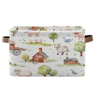 Imagem de Kigai Cesta De Armazenamento Animais Fazenda, À Prova D'Água, Dobrável, Tecido, Com Alças, Organizador Armário Para Brinquedos, Presente, Quarto, Berçário, Escritório, 1 Pacote