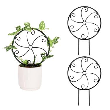 Imagem de HongKim 2 Peças De Treliças Circulares Metal Para Jardim Interno 14 Pol. Plantas Trepadeiras Em Vasos, Pretas (Estilo A)