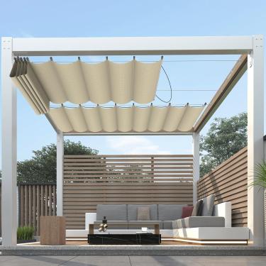 Imagem de FLORALEAF 3' X 16' Cobertura De Sombra Pérgola Retrátil Substituição, Toldo Deslizante Com Cabo, Ferragens Para Pátio Externo, Varanda, Garagem, Deck, Quintal