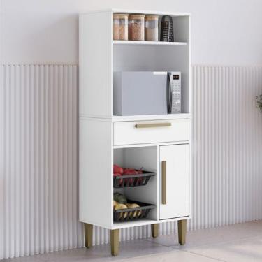 Imagem de Armário de Cozinha Lorena 1 Porta 1 Gaveta com Fruteira Branco - Kaiki