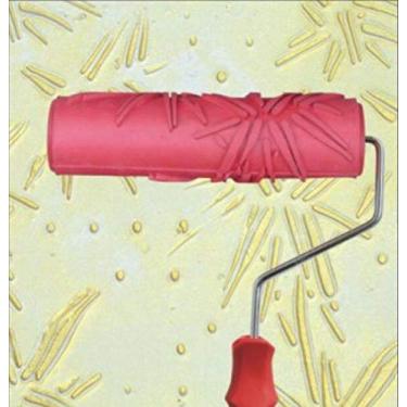 Imagem de Sadiyamo Rolo de arte de 18 cm DIY rolo de textura de rolo de pintura de parede com desenhos rolo de borracha de tinta padronizada com alça de plástico