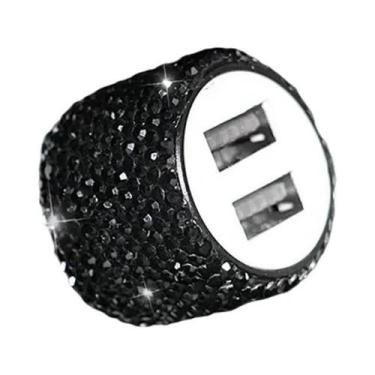 Imagem de Carregador De Carro USB Rosa Brilhante 5V 2.1A Porta Dupla Adaptador R